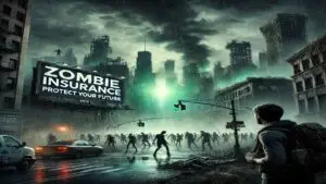 zombie insurance ad in desolate city